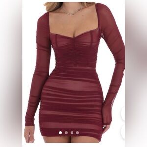 NWT Lucy in the Sky Xs ruched Burgundy Dress